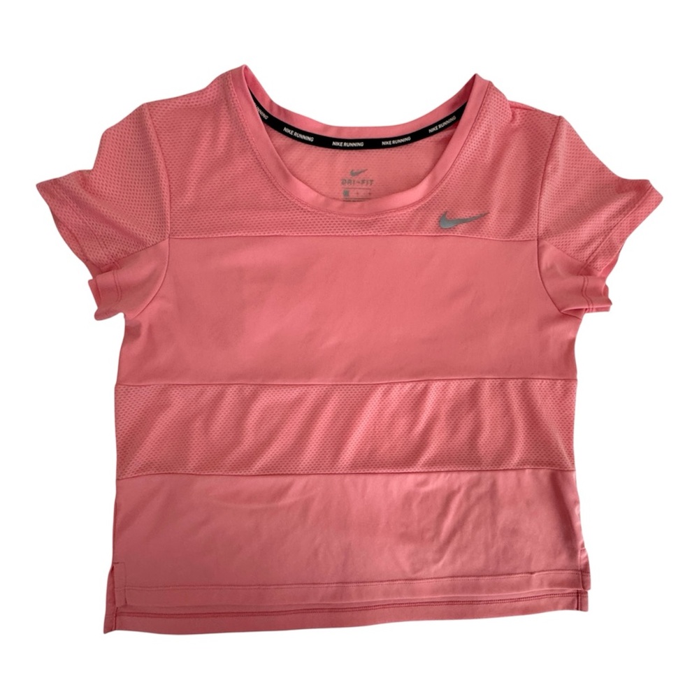 Nike Running Dri-Fit Women's Orange / Pink Pullover Top Medium Long Crop Mesh